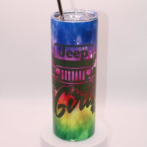 Hawaiian Jeep Girl Floral 20oz Hot/Cold Tumber with Metal Straw